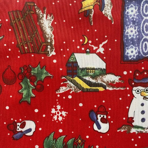 Set of 2 Vintage Red Christmas Cloth Napkins - Picture 3 of 3